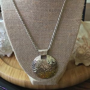 Vintage Sterling Silver Hammered Disc Necklace